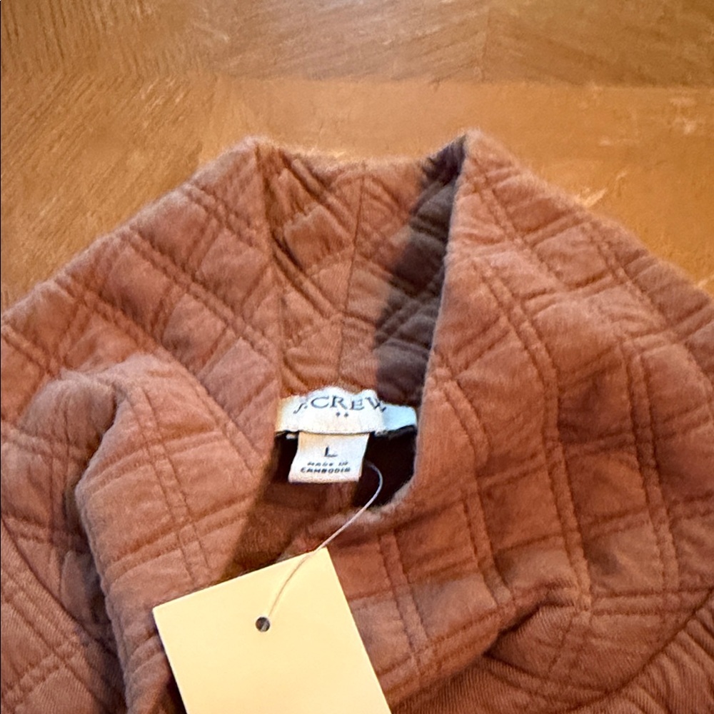 J. Crew Quilted Cowl Neck Sweater in Brown Size L - Picture 2 of 5